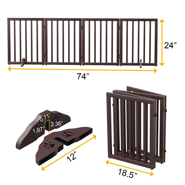 Tucker Murphy Pet™ Dalmira 4 Panel Solid Wood Freestanding Pet Gate